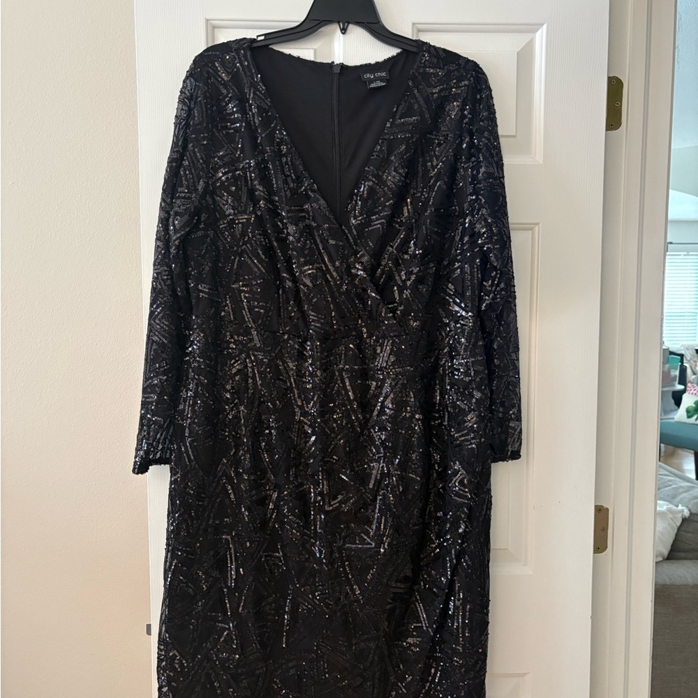City Chic Elegant Black Sequin Dress